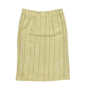 St. John Evening Canary Yellow Santana Knit Wool Blend Embellished Pencil Skirt